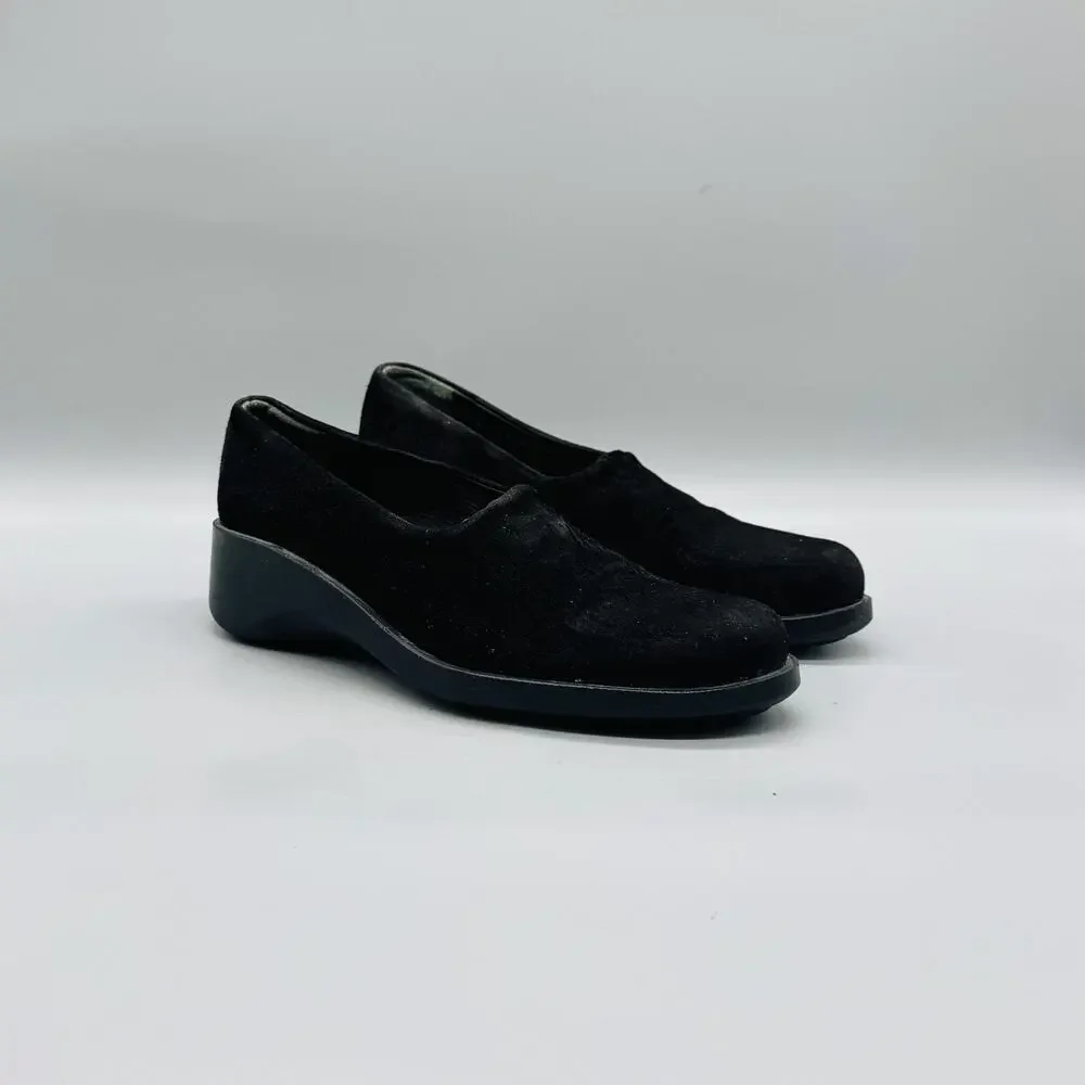 Robert Clergerie Shoes Womens 6.5 Black Suede Slip On Wedge Loafers Paris Casual